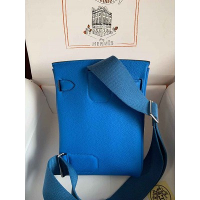 Hermes Hac a Dos PM Backpack in Blue Hydra Clemence Leather