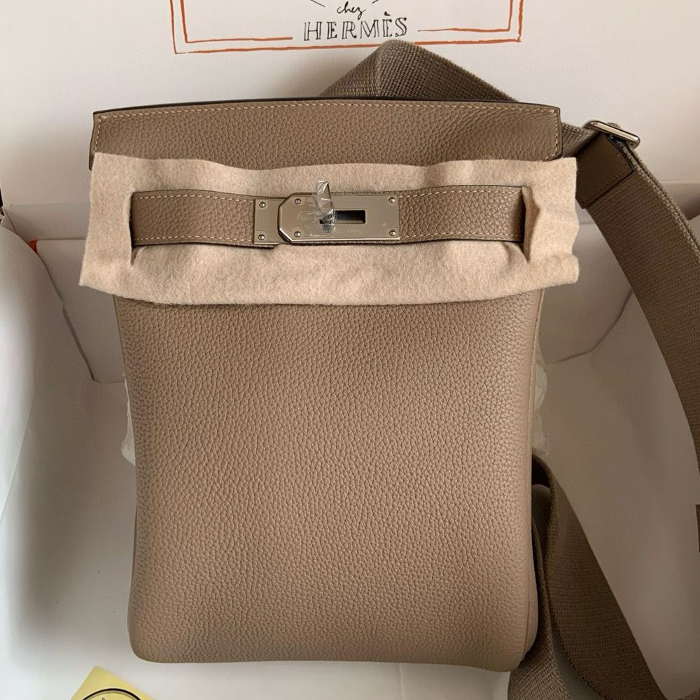 Hermes Hac a Dos PM Backpack in Tourterelle Clemence Leather