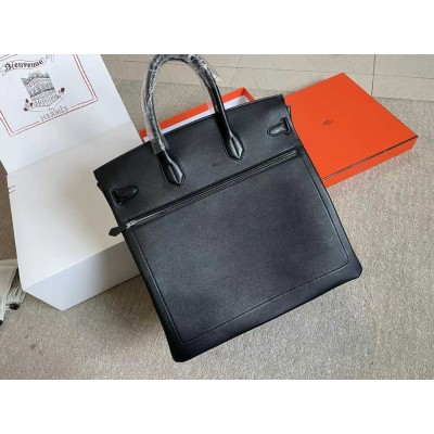 Hermes HAC Birkin Rock 40 Handmade Bag in Black Evercolor Leather