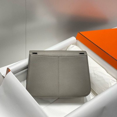 Hermes Halzan 25 Bag in Gris Meyer Clemence Leather