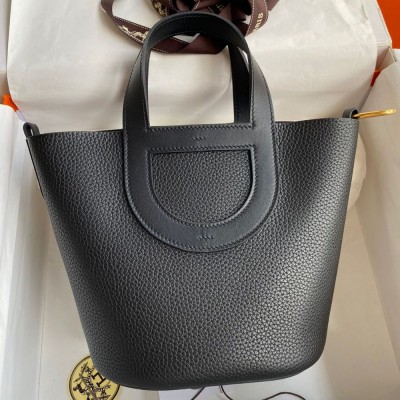 Hermes In The Loop 18 Handmade Bag in Black Clemence Leather