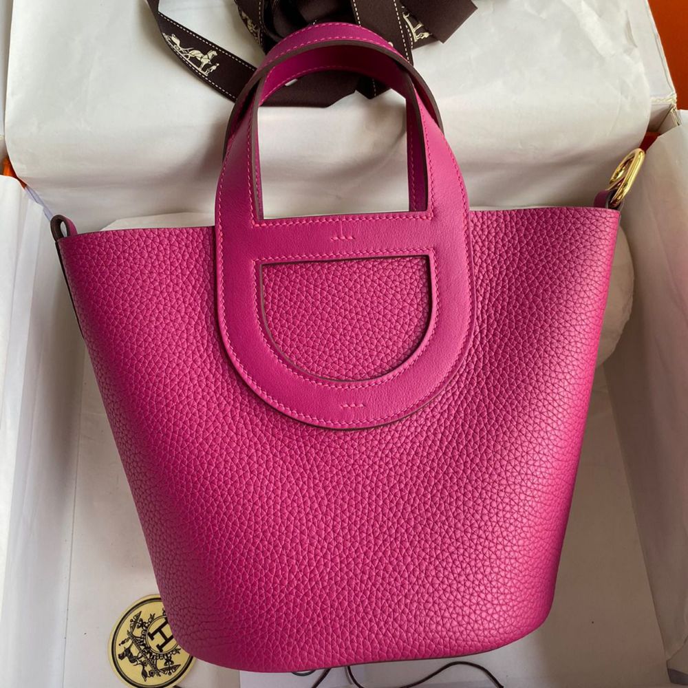 Hermes In The Loop 18 Handmade Bag in Rose Purple Clemence Leatherther