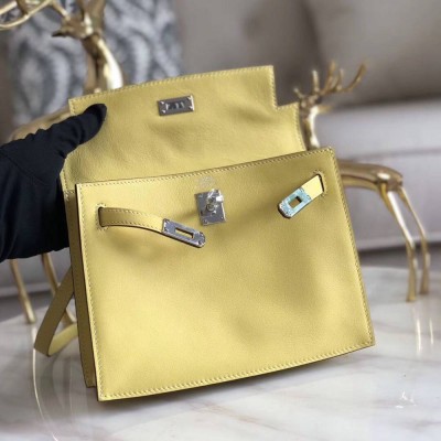 Hermes Kelly Danse Handmade Bag In Jaune Swift Leather