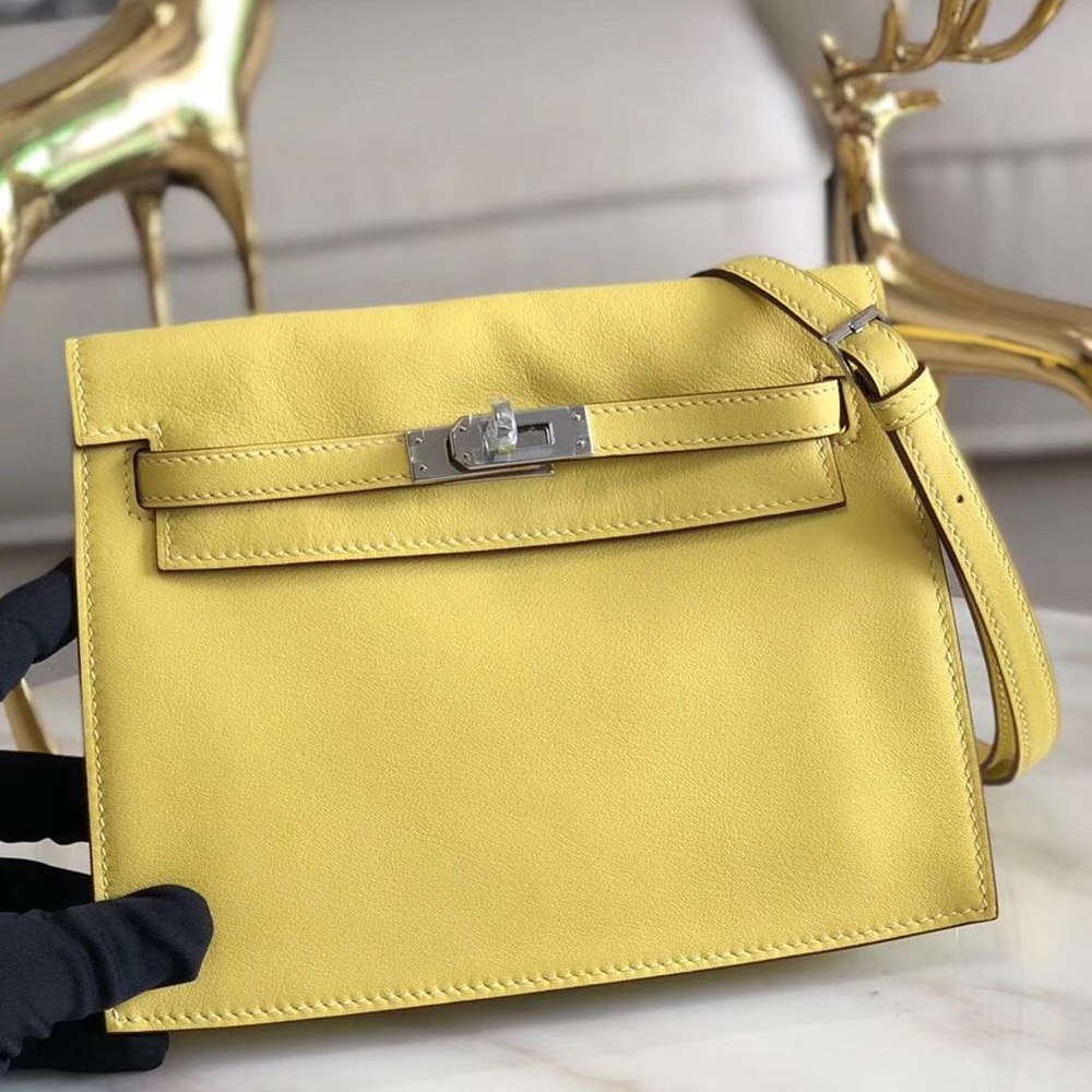 Hermes Kelly Danse Handmade Bag In Jaune Swift Leather