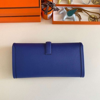 Hermes Jige Elan 29 Clutch Bag In Blue Electric Epsom Leather