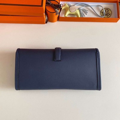 Hermes Jige Elan 29 Clutch Bag In Blue Saphir Epsom Leather