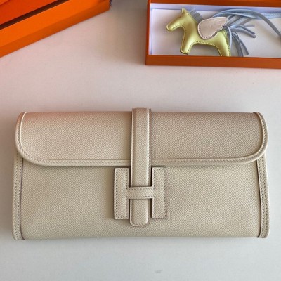 Hermes Jige Elan 29 Clutch Bag In Craie Epsom Leather