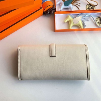 Hermes Jige Elan 29 Clutch Bag In Craie Swift Calfskin