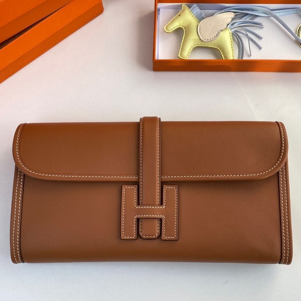 Hermes Jige Elan 29 Clutch Bag In Gold Swift Calfskin