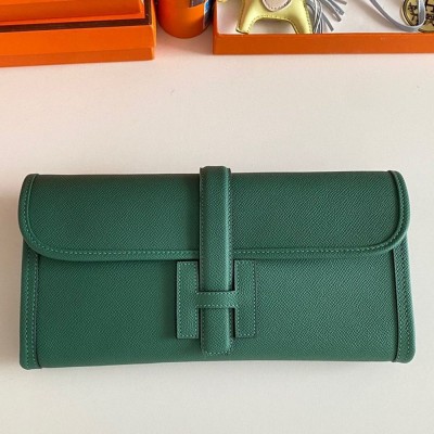 Hermes Jige Elan 29 Clutch Bag In Malachite Epsom Leather