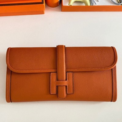 Hermes Jige Elan 29 Clutch Bag In Orange Epsom Leather