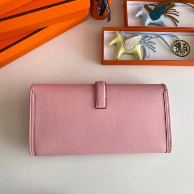 Hermes Jige Elan 29 Clutch Bag In Pink Swift Calfskin