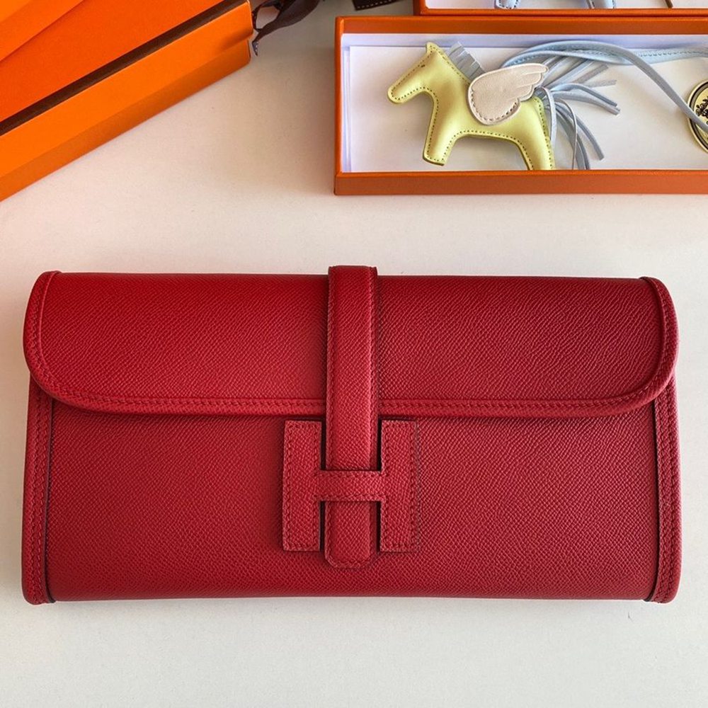 Hermes Jige Elan 29 Clutch Bag In Red Epsom Leather