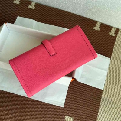 Hermes Jige Elan 29 Clutch Bag In Rose Lipstick Epsom Leather