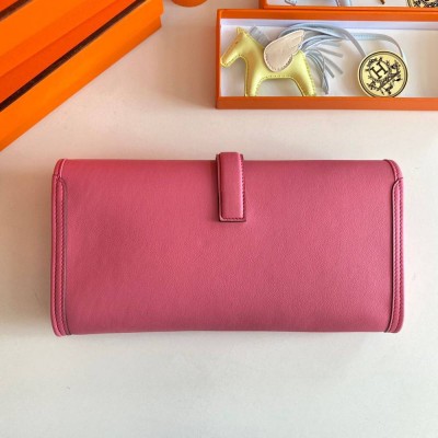 Hermes Jige Elan 29 Clutch Bag In Rose Lipstick Swift Calfskin