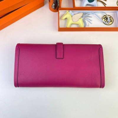 Hermes Jige Elan 29 Clutch Bag In Rose Purple Swift Calfskin