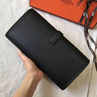 Hermes Jige Elan 29 Clutch In Black Epsom Leather