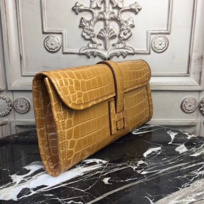 Hermes Jige Elan 29 Clutch In Camarel Crocodile Leather