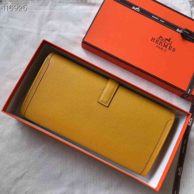 Hermes Jige Elan 29 Clutch In Yellow Epsom Leather