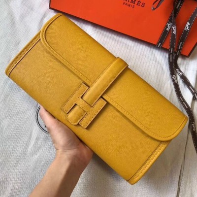 Hermes Jige Elan 29 Clutch In Yellow Epsom Leather