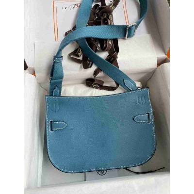 Hermes Jypsiere Mini Handmade Bag In Blue Jean Evercolor Calfskin