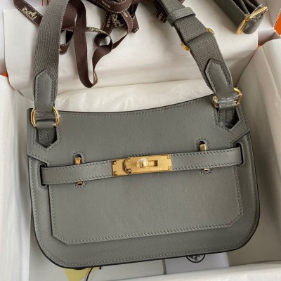 Hermes Jypsiere Mini Handmade Bag In Gris Meyer Swift Calfskin