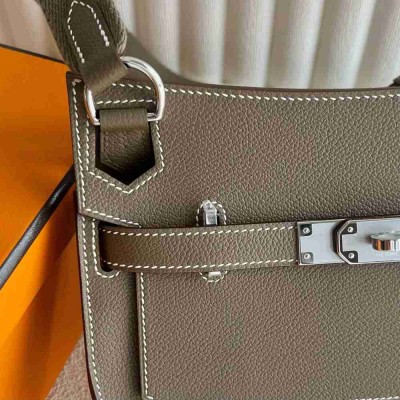 Hermes Jypsiere Mini Handmade Bag in Taupe Evercolor Calfskin