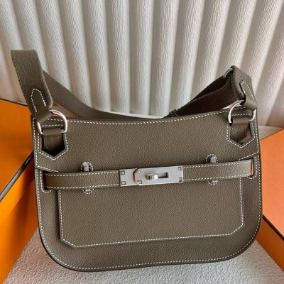 Hermes Jypsiere Mini Handmade Bag in Taupe Evercolor Calfskin