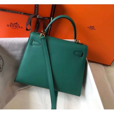 Hermes Kelly 25cm Sellier Bag In Malachite Epsom Leather