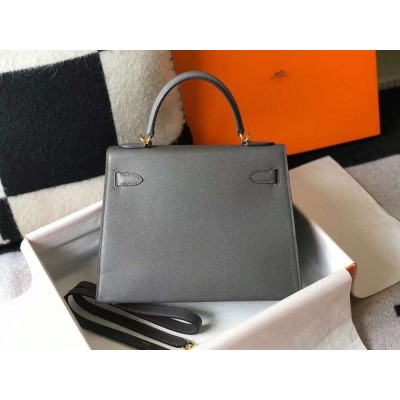 Hermes Kelly 28cm Bag In Ardoise Epsom Leather GHW