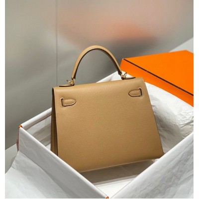 Hermes Kelly 28cm Bag In Chai Epsom Leather GHW