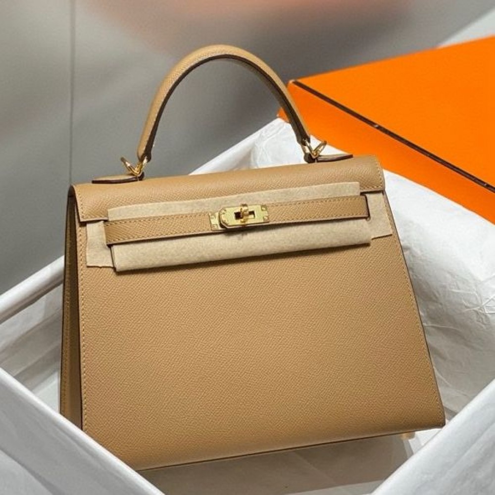 Hermes Kelly 28cm Bag In Chai Epsom Leather GHW