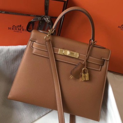 Hermes Kelly 28cm Bag In Gold Epsom Leather GHW