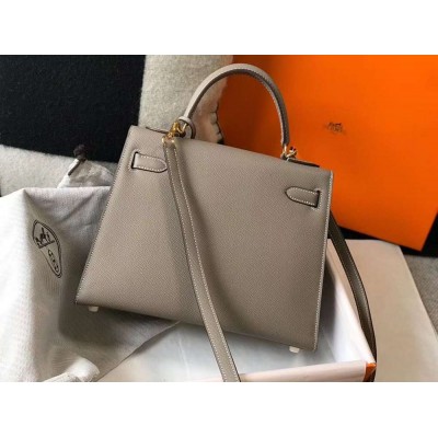 Hermes Kelly 28cm Bag In Gris Asphalt Epsom Leather GHW