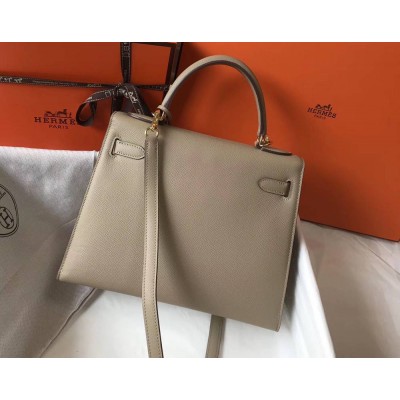 Hermes Kelly 28cm Bag In Gris Tourterelle Epsom Leather GHW