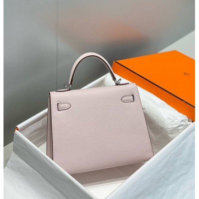 Hermes Kelly 28cm Bag In Mauve Pale Epsom Leather PHW