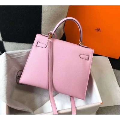 Hermes Kelly 28cm Bag In Mauve Sylvestre Epsom Leather GHW