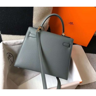 Hermes Kelly 28cm Bag In Vert Amande Epsom Leather GHW