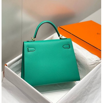 Hermes Kelly 28cm Bag In Vert Jade Epsom Leather PHW