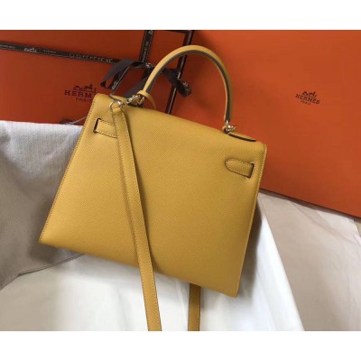 Hermes Kelly 28cm Bag In Yellow Epsom Leather GHW