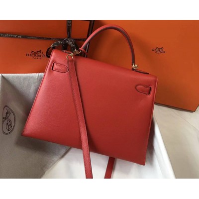 Hermes Kelly 32cm Bag In Red Epsom Leather GHW