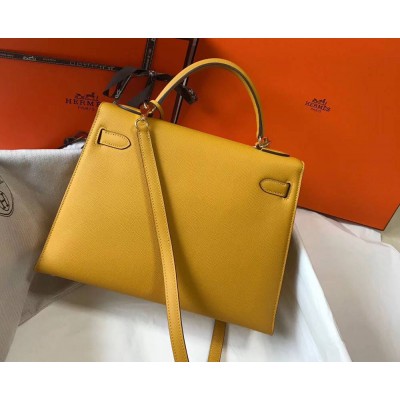 Hermes Kelly 32cm Bag In Yellow Epsom Leather GHW