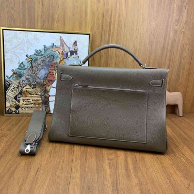 Hermes Kelly 42 Maxi Handmade Bag in Taupe Clemence Leather