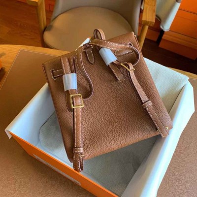 Hermes Kelly Ado Backpack in Gold Clemence Leather