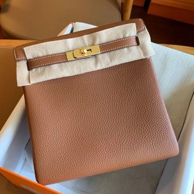 Hermes Kelly Ado Backpack in Gold Clemence Leather