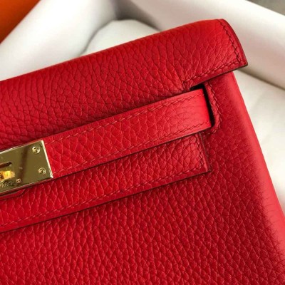 Hermes Kelly Ado Backpack in Red Clemence Leather