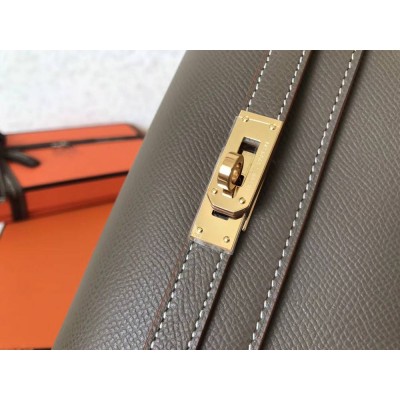 Hermes Kelly Classic Long Wallet In Taupe Epsom Leather