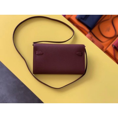 Hermes Kelly Classique To Go Wallet In Bordeaux Epsom Calfskin