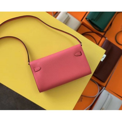 Hermes Kelly Classique To Go Wallet In Rose Lipstick Epsom Calfskin