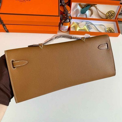 Hermes Kelly Cut Handmade Bag in Gold Epsom Calfskin